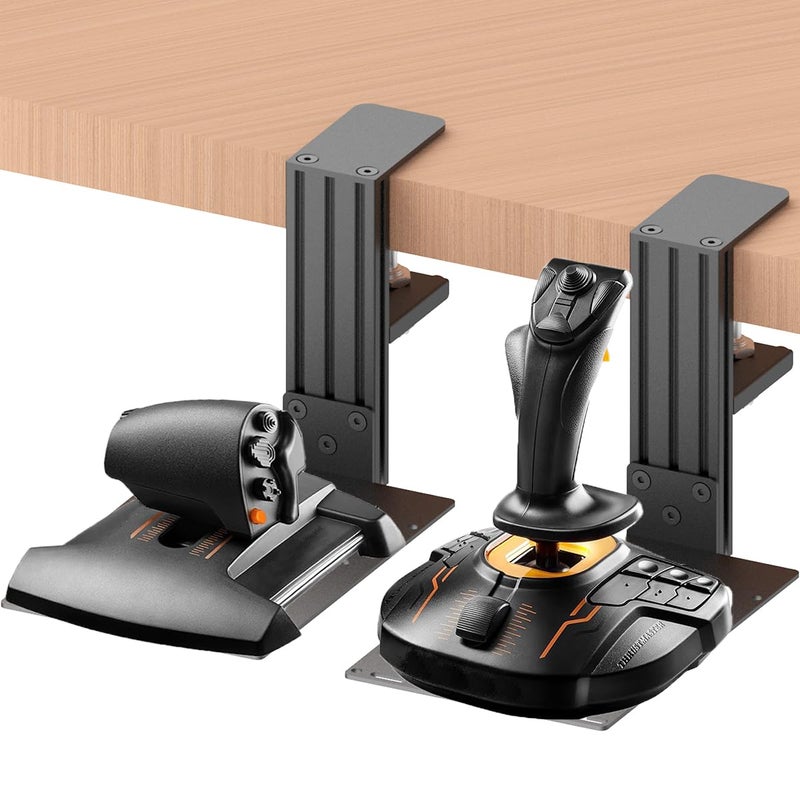 BUJ Universal Desk Mount Compatible with Logitech X56, X52, X52 Pro, Thrustmaster SimTask Farmstick, T - Flight Hotas One, T - Flight Hotas 4, T - Flight Hotas X, T16000M FCS Hotas, TCA Officer Pack, Sol - R2 HOSA - Image 1